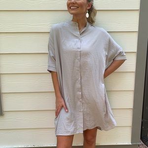 Grey box shirt dress